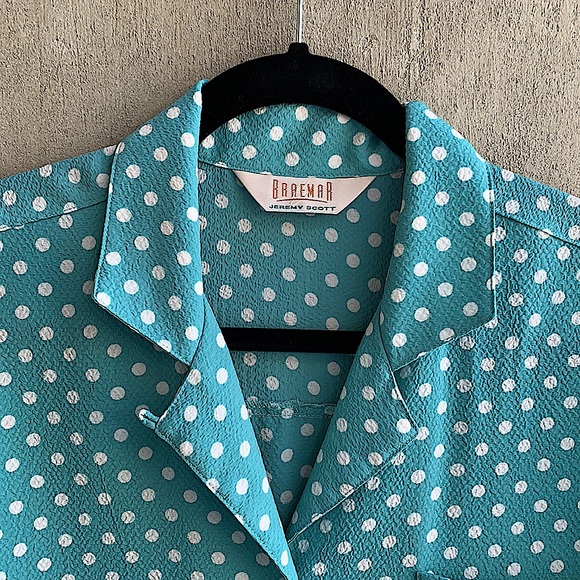Turquoise and white polka dot shirt Vintage - Picture 7 of 7